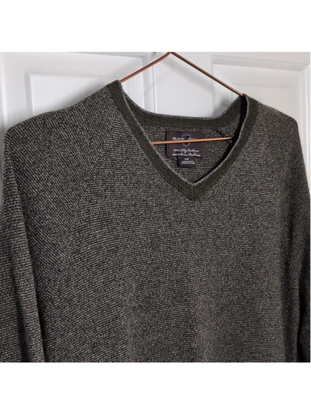 Black Brown 100% 2 Ply Cashmere Sweater Men's Size Sm Green